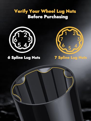 MIKKUPPA Small 6 Spline Lug Nuts Socket, Compatible with 3/4“ (19mm) and 13/16“ (21mm) Hex Wrench, for 12x1.5, 12x1.25, 1/2-20 Spline Nuts, 20.5mm Thin Wall Wheel Nuts Tuner Tool Key - color: Black, size: 6 Spline - 1 PC