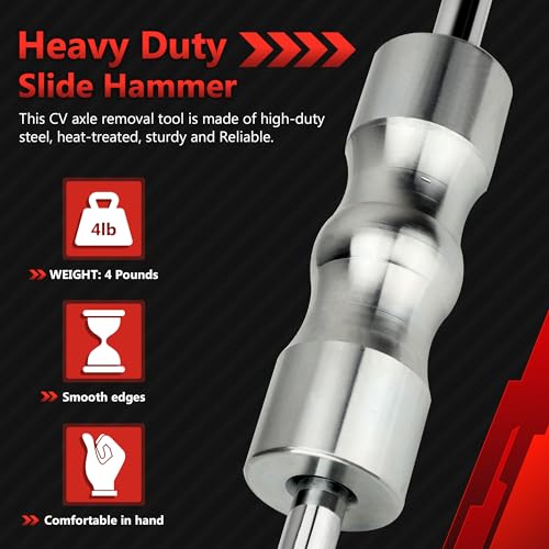 Inner CV Axle Puller Removal Tool with Slide Hammer & 48mm 63mm CV Joint Fork Adapter, Front Wheel Drive Axle Puller Slide Hammer Set (6pcs Set with eva Box) - size: 6pcs Set with eva Box