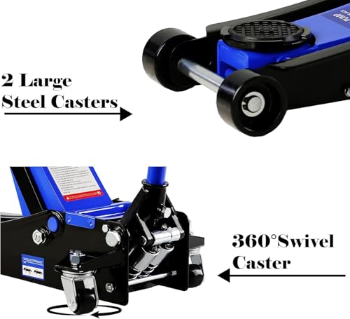 2 Ton Low Profile Floor Jack, Heavy Duty With Single Piston Quick Lift Pump, Steel Car Jack Adjustable Height 3.3"-15.2", Hydraulic Trolley 4000 LBS Capacity, Blue - color: Blue - 2 Ton(Single Pump), Lift 3.3"-15.2"