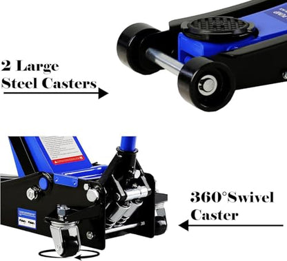2 Ton Low Profile Floor Jack, Heavy Duty With Single Piston Quick Lift Pump, Steel Car Jack Adjustable Height 3.3"-15.2", Hydraulic Trolley 4000 LBS Capacity, Blue - color: Blue - 2 Ton(Single Pump), Lift 3.3"-15.2"