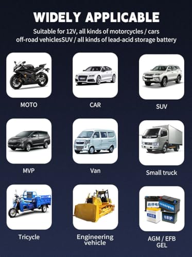 12V 6A Smart Battery Charger, Automatic Maintainer with Pulse Repair, Trickle Charger and Desulfator, Overcharge Protection, Temperature Compensation for Lead-Acid and Lithium Batteries