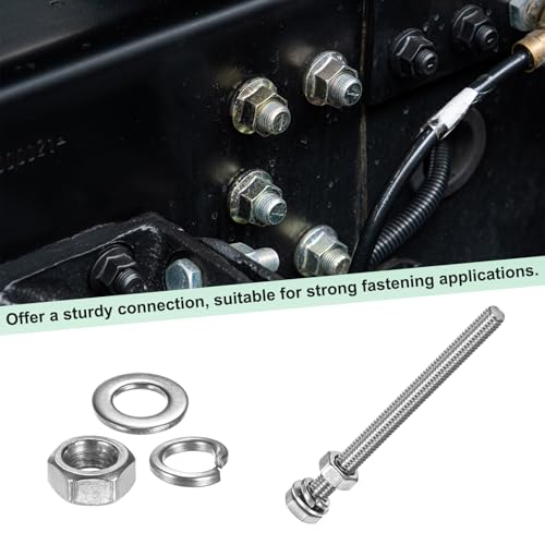 M METERXITY 4-Pack Hex Head Screw Bolt with Nuts Flat & Lock Washers M6x75mm Stainless Steel Bolts and Nuts Kit Fully Threaded Metric Bolt Assortment for Equipment/Machinery - size: M6 x 75mm