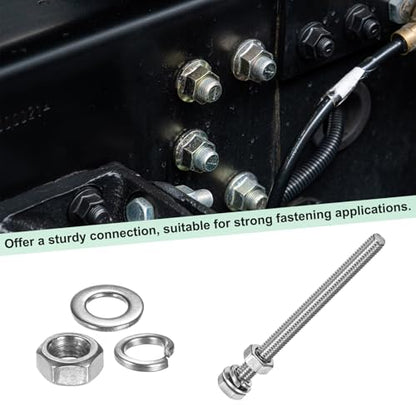M METERXITY 4-Pack Hex Head Screw Bolt with Nuts Flat & Lock Washers M6x75mm Stainless Steel Bolts and Nuts Kit Fully Threaded Metric Bolt Assortment for Equipment/Machinery - size: M6 x 75mm