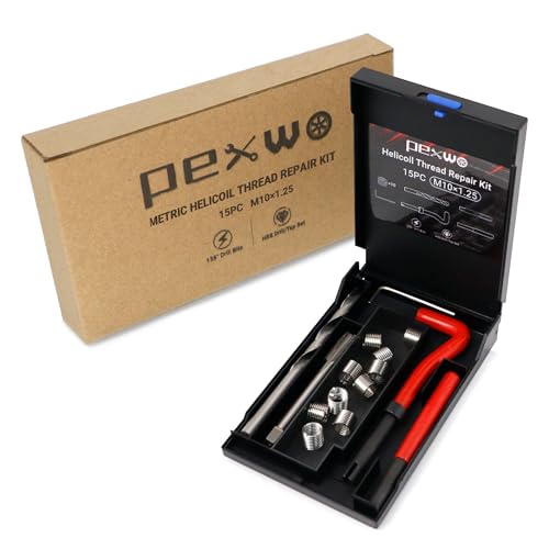 M10×1.25 Helicoil Thread Repair Kit, Thread Repair Tool with HSS Drill Bit & Thread Inserts, Metric Thread Repair Installation Kit for Rethreading Internal Threads with Carry Case