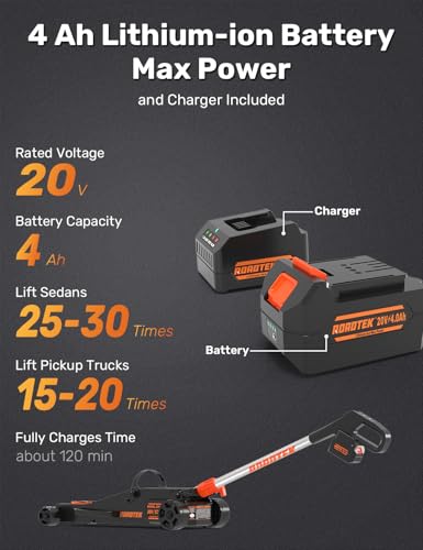 2 Ton Electric Floor Jack, Low Profile Aluminum and Steel Jack for Quickly Car Lift, Hydraulic Service Jack, 4000 lbs Capacity. Lifting Range 3-1/2" to 18-1/4" - size: 2 Ton