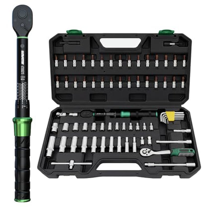 71pcs Bike Torque Wrench Set, Inch Pound Torque Wrench 1/4 Inch Drive, Bike Tool Kit, Bike Torque Wrench Set 10-230 Lbf.in(1.1-25.9N.m) Pro Bicycle Tool Kit (71PCS 10-230 Lbf.in) - size: 71PCS 10-230 Lbf.in