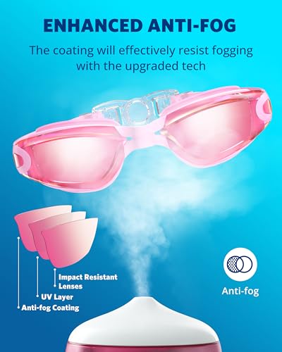 Aegend Swim Goggles, Swimming Goggles No Leaking Full Protect Adult Youth - color: Light Pink