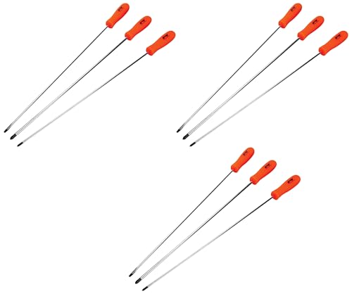 Performance Tool W924 Long Shaft Screwdriver Set, 3-Piece (Pack of 3) - size: 3pc Hi-Vis Long Shaft Screwdriver Set (Pack of 3)