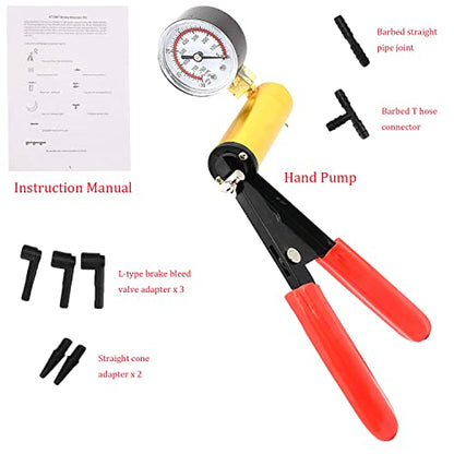 Hand held Vacuum Pump Tester kit,2 in 1 Brake Bleeder Clutch Bleeding System Test Kit for Automotive with Protected Case,Adapters