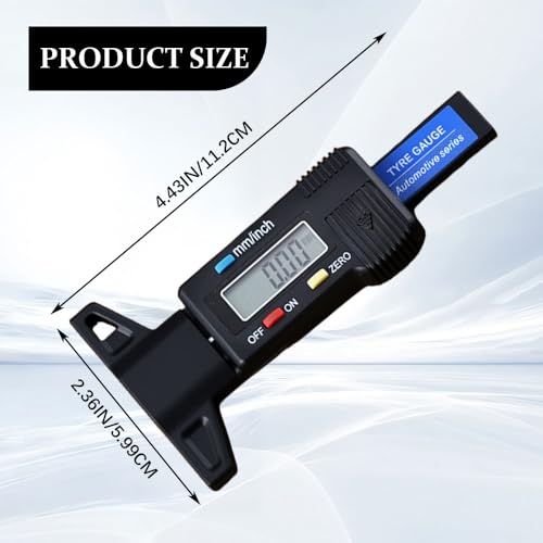 Tire Tread Depth Gauge, Tire Depth Gauge Tool, Digital LCD Display Tread Checker with Inch and MM Conversion, Car Accessories Analog Tire Pressure Gauges Universal for Car Motorcycle Truck SUV