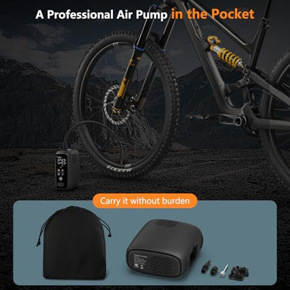 Tire Inflator Portable Air Compressor 150PSI,28 Cylinders 12V Electric Air Compressor,140W Auto Shut-Off with LED Light Air Pump,Portable