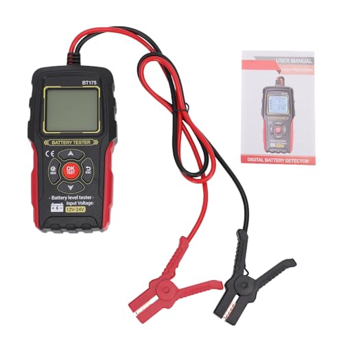 Digital Battery Analyzer with Backlight CCA Tester for Batteries, Bad Contact Alert, Onekey Precise Testing, Portable Car Battery Life Checker for Outdoor Repairs