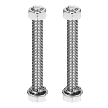 MECCANIXITY M10 x 85mm 304 Stainless Steel Hex Head Screws Bolts, Nuts, Flat & Lock Washers Assortment Kit, Fully Threaded, Bright Finish for Home, Electronic, Machine, 2 Sets - size: M10 x 85mm