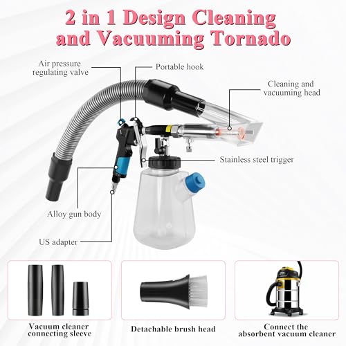3IN1 Car Cleaning Gun Detachable Sprinkler Head for Detailing | 3IN1 Multi-Purpose Cleaning Gun Detachable Sprinkler Head for Automotive Detailing, Carpet, Upholstery, Surface Cleaning - color: blue