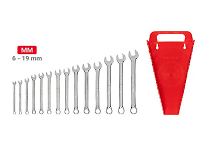 TEKTON Combination Wrench Set with Holder, 14-Piece (6-19 mm) | WCB92201 - size: 14-pc. (6-19 mm), style: Holder