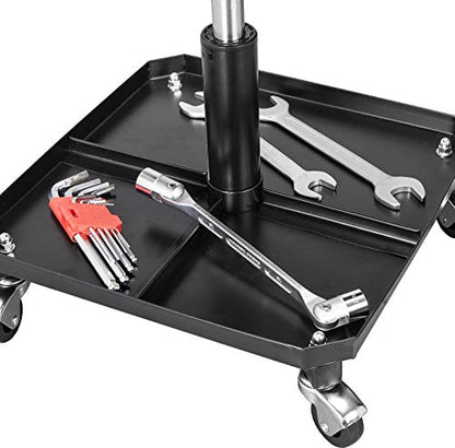 Torin ATR6350B Rolling Pneumatic Creeper Garage/Shop Seat: Padded Adjustable Mechanic Stool with Tool Tray Storage, Black - style: Pneumatic Seat