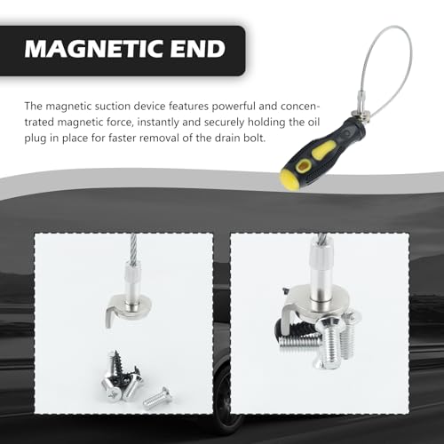 Magnetic Oil Drain Plug Removal Tool,14.45" Flexible Car Oil Plug Removal Tool with Anti-Slip Handle as Oils Change Tools,Anti Scald Magnetic Drain Plugs Removals Tools