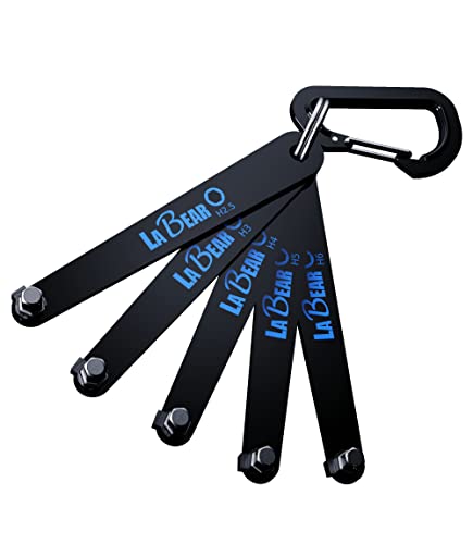 LABEAR Metric Hex Screwdriver Set, Ultra Low Profile 90°, 2.5-6mm | 10mm low-clearance access, S2 steel strength, five sizes included, carabiner storage for bike and repair kits - size: Metric HEX
