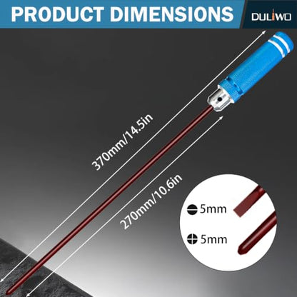 Long Screwdriver 10.5 Inch Flat Head Screwdriver | Aluminum alloy handle with detachable design, red coated rust-resistant tip, high torque durable screwdriver for heavy use