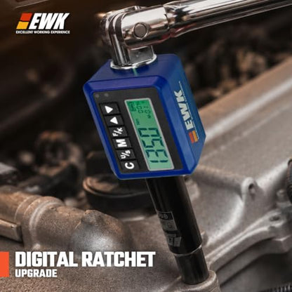 EWK 3/8-inch Drive Digital Torque Adapter 5-100 ft-lbs (6.8-135 Nm), Electronic Torque Wrench Converter with LED Display & Buzzer Alert