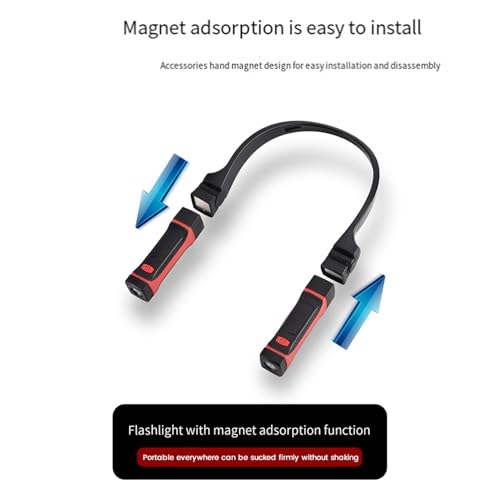 Okhugogo 2X Detachable Neck Light Rechargeable, LED Work Light with Magnetic Base, Hands Free Mechanic Light, Around Neck, Black&Red