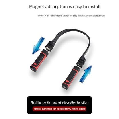 Okhugogo 2X Detachable Neck Light Rechargeable, LED Work Light with Magnetic Base, Hands Free Mechanic Light, Around Neck, Black&Red