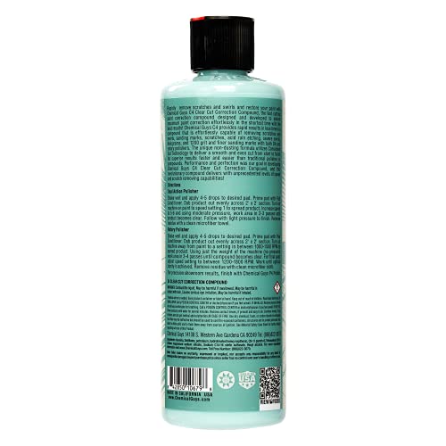 Chemical Guys C4 Clear Cut Correction Compound - Professional Paint Correction Polish for Cars, Trucks, SUVs, and RVs - Swirl, Hologram and Scratch Remover for a Smooth, Glossy Finish, 16 fl oz - style: C4 Correction Compound
