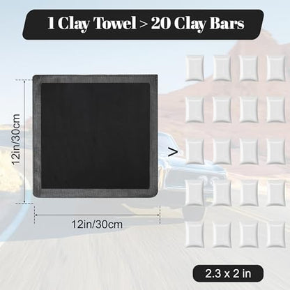 Clay Towel 2 Pack 12 x 12 Inch, Gray Clay Bar Towel for Auto Detailing Microfiber Car Cloth Cleaner Automotive for Car Detailing - color: Gray