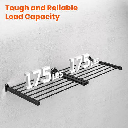 Ultrawall Heavy Duty Garage Wall Shelves, Wall Mounted Storage Shelves, Holds Up to 800Lbs, 2Pack, Black (33in) - size: 33in