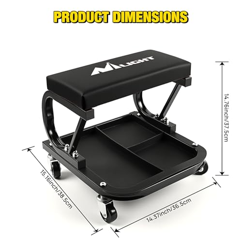 Nilight Rolling Creeper Garage/Shop Seat, 250 LBS Capacity Padded Mechanic Stool with Tool Tray Storage, Auto Repair, Black - color: Black 250lbs