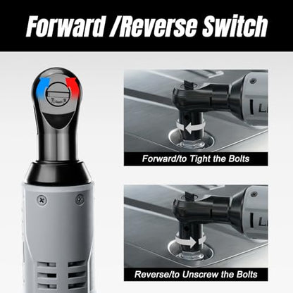 3/8" Cordless Electric Ratchet Wrench Set, 40Ft-lbs, 12V Power Ratchet Tool Kit With 2 Packs 2000mAh Lithium-Ion Battery And Charger,6 Sockets, 1/4" Adapter and 3" Extension Bar