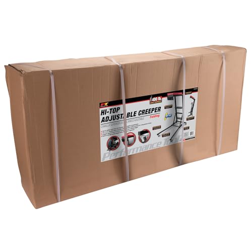 Performance Tool W85038 High Top Adjustable Creeper to Work On Vehicles, Black/Red, 45-66-inch Height - style: High Top Adjustable Creeper