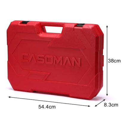 CASOMAN 153-Piece 1/4" & 3/8" & 1/2" Drive Master Impact Socket Set with Case, Professional Standard and Deep Socket Tool Set, 6 Point, SAE and Metric Sizes - size: 1/4" & 3/8" & 1/2" Drive