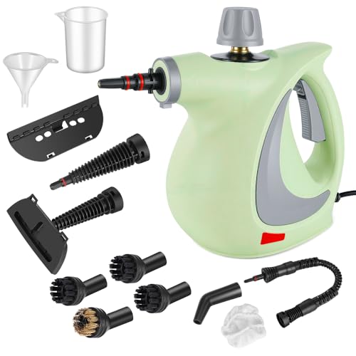 Handheld Pressurized Steam Cleaner with 12 pcs Accessories, Portable Steamer for Cleaning, Steam Cleaner for Home Use, Steamer for Cleaning Car, Furniture, Floor, Upholstery, Grout and Tile, Green - color: Green