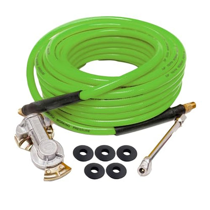 Torque Heavy Duty Truck Tire Inflator Kit, Including 3/8" x 50 ft Air Hose, Universal GladHand & Dual Foot Chuck, Glad Hand Air Hose Kit with Extra 5 pcs Gladhand Seals (TR63051G) - color: e) Inflator Kit w/ extra 5 Gladhand Seals
