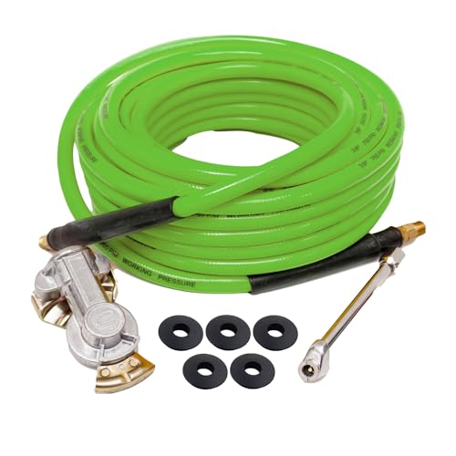 Torque Heavy Duty Truck Tire Inflator Kit, Including 3/8" x 50 ft Air Hose, Universal GladHand & Dual Foot Chuck, Glad Hand Air Hose Kit with Extra 5 pcs Gladhand Seals (TR63051G) - color: e) Inflator Kit w/ extra 5 Gladhand Seals