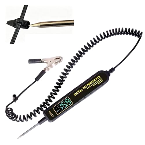 Automotive Digital Voltage Tester Pen, 3-120V DC Circuit Tester with LED Display, Bidirectional Test Light for Car Truck Motorcycle, Fuse/Generator/Polarity Testing, Heavy Duty Probe with Spring Wire