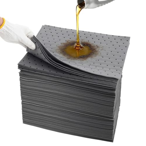 Heavy Duty Oil Absorbent Pads 9.8" x 13" 200 Pcs Automotive Absorbent Pads | Absorbs Up to 5.5 oz per Oil Spill Pads Universal Leak Drip Garage Floor Oil Water Coolant Chemicals Workshop - color: 200 Pack, size: W9.8in,L13in