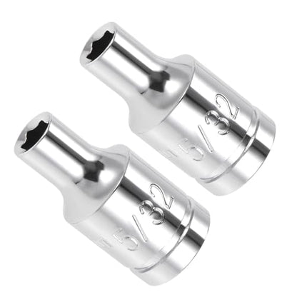 6-Point Socket, 1/4" Drive 5/32" Deep, Polished Chromed CR-V SAE Standard Shallow Impact Socket - (Applications: for Ratchet Torque Electric Wrenches Car Repair), 2-Pieces - size: 5/32"