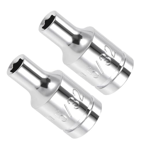 6-Point Socket, 1/4" Drive 5/32" Deep, Polished Chromed CR-V SAE Standard Shallow Impact Socket - (Applications: for Ratchet Torque Electric Wrenches Car Repair), 2-Pieces - size: 5/32"