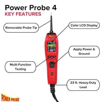 Power Probe 4 Circuit Tester with Multi-Meter Functions (PP401AS) - color: Red