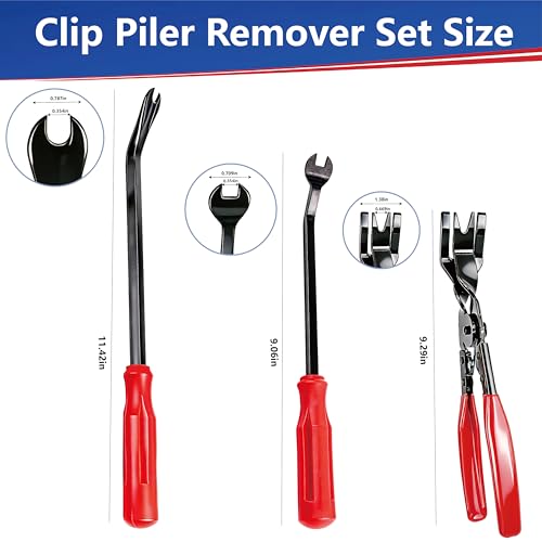 7 Pcs Car Trim Removal Tool Kit with Non-Scratch Plastic Pry Tool and Fastener Clip Pliers, Car Trim Removal Tool, for Auto Interior Car Panel Detachment, Dashboard, Door Clips & Upholstery