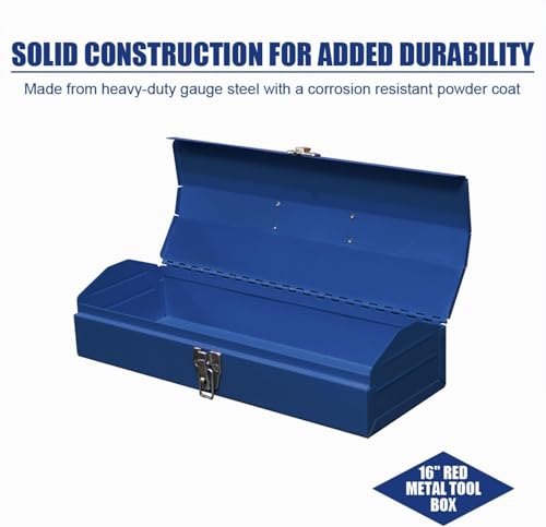 2PACK Portable Tool Box, Metal Tool Box, 4 Non-Slip Foot Pads, Ideal for Trailer, Mechanic, DIY-ers, Car Toolbox, Workshops, Garages, Repair Shops,Blue - size: 2P-Blue