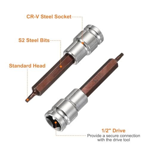 HARFINGTON Torx Bit Socket 1/2" Drive T20 S2 Steel 6 Point Head Long Screwdriver Drill Bits CR-V Steel Socket Adapter for Home Auto Axle Hex Nuts Bolts Repair - size: T20
