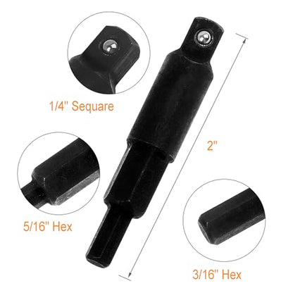 HVAC Service Wrench Set, 4-in-1 Refrigeration Ratchet Wrench with Hex Bit Adapter, Professional AC Service Tools for Air Conditioning Repair & Compressor Valve Maintenance, 3/8" to 1/4" 5/16" 3/16"
