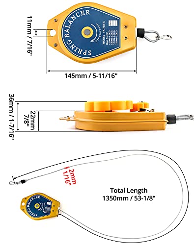 QWORK Spring Balancer 2 Pack 1.1–3.3 lbs Load Range – Adjustable Retractable Tool Hanger for Assembly, Workshop & Garage