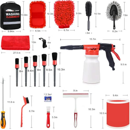 LIANXIN Car Wash Kit with Foam Gun, Car Cleaning, Car Wash Detailing Kit | Car Washing Kit High-Pressure Foam Spray Microfiber Collapsible Bucket Cleaning Detailing Brush Ideal for Home Car Detailing - size: XXL-30