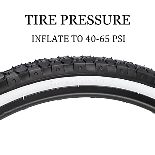 Hycline 2-Pack Cruiser Bike Tires Set: 24/26x2.125 inch Folding Replacement High-Performance Wear-Resistant Tires with Inner Tubes & Tire Levers for Beach & Urban Commuter Bikes - color: White Set-26x2.125