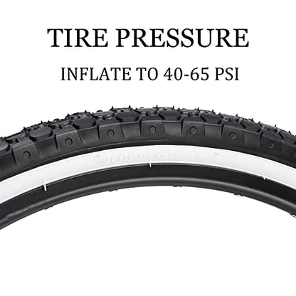 Hycline 2-Pack Cruiser Bike Tires Set: 24/26x2.125 inch Folding Replacement High-Performance Wear-Resistant Tires with Inner Tubes & Tire Levers for Beach & Urban Commuter Bikes - color: White Set-26x2.125