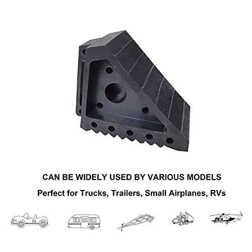 HOXWELL Solid Heavy Duty Rubber Wheel Chocks 2 Packs, Premium Chock for Car, Travel Trailers, RV, Truck, and ATV(2 pcs, Black) 8" x 4" x 6" - color: Black 2 pack